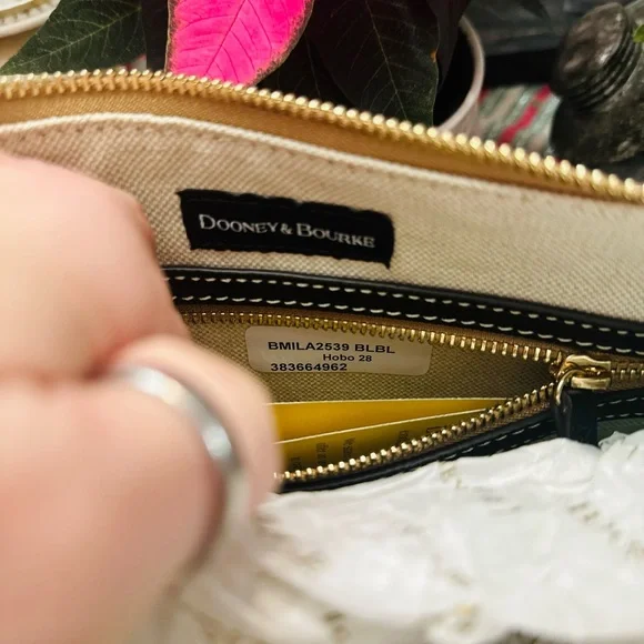 Dooney & Bourke Sorrento Hobo 28 Black Leather Shoulder Bag with Gold Details - Picture 10 of 13